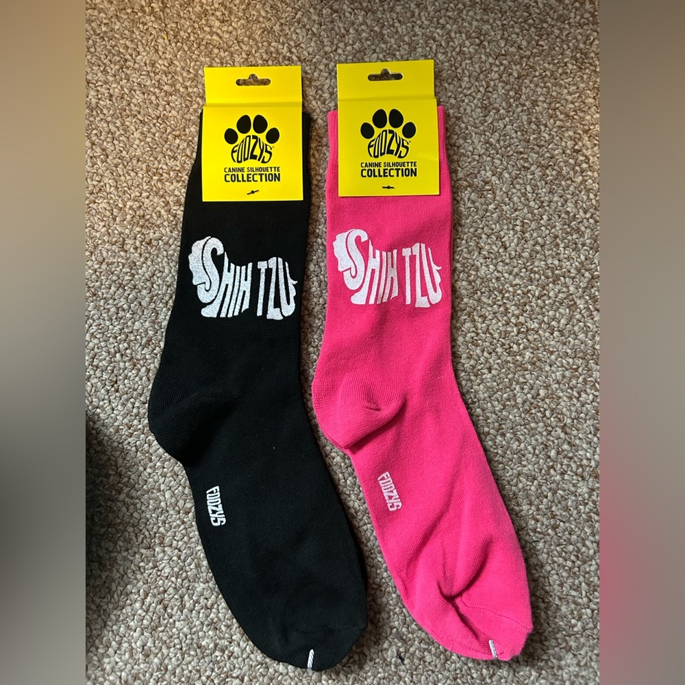 2 pairs of Foozys canine collection One size fits most adult socks shitzu